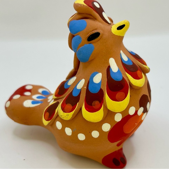 Russian Colorful Hand Painted Bird Whistle Clay Folk Art Raised Feathers - Picture 7 of 9